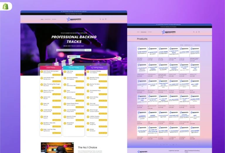 shopify custom website design for music store