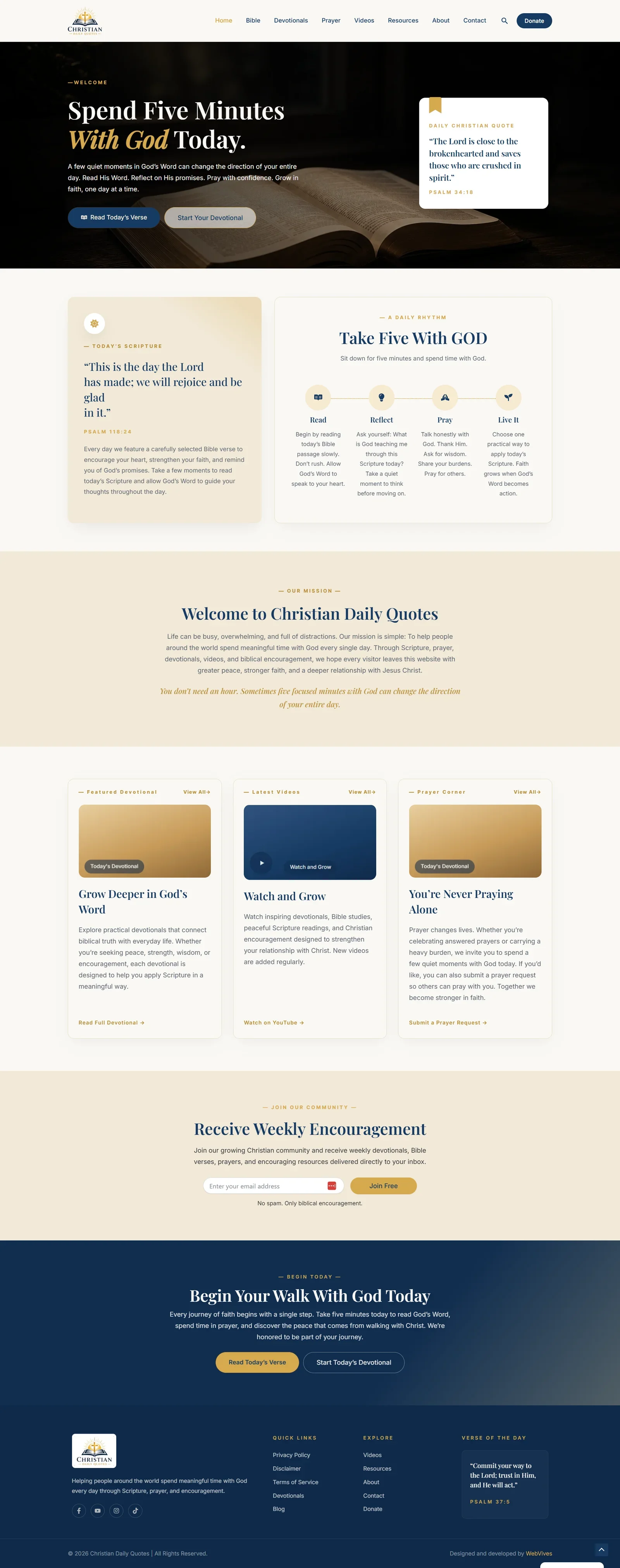Christian Daily Quotes homepage screenshot