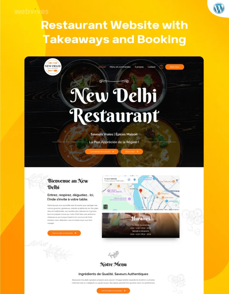 New Delhi Restaurant WordPress website homepage design by WebVives