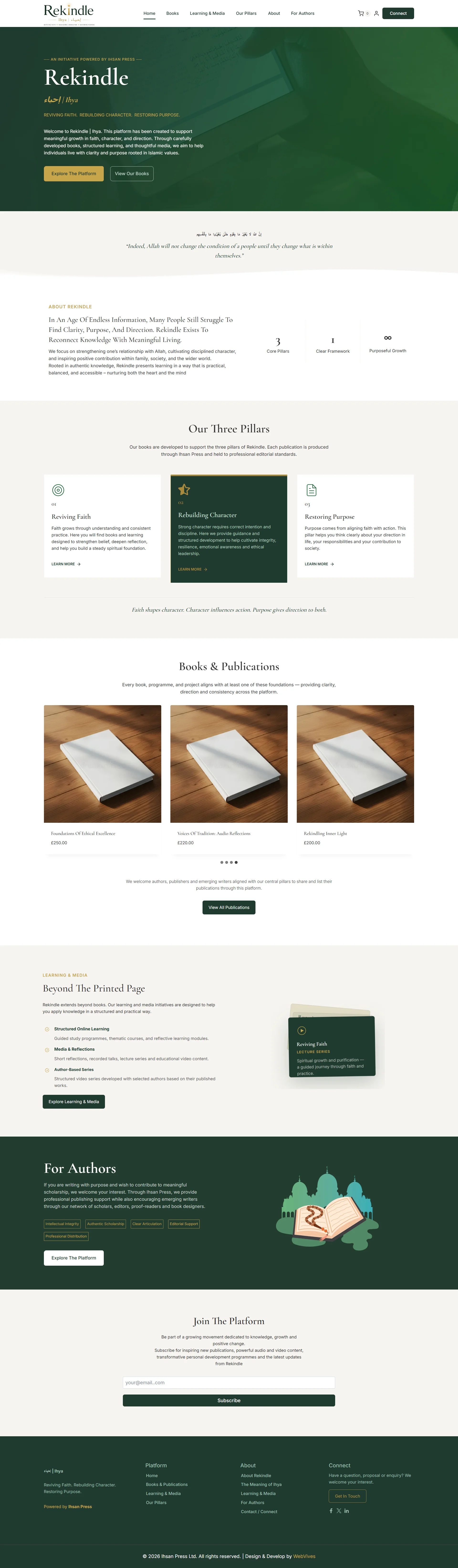 Rekindle | Ihsan Press homepage screenshot
