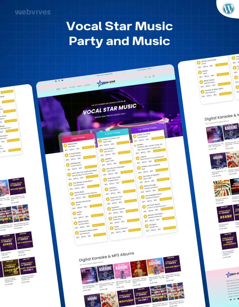 Vocal Star Music website design by WebVives