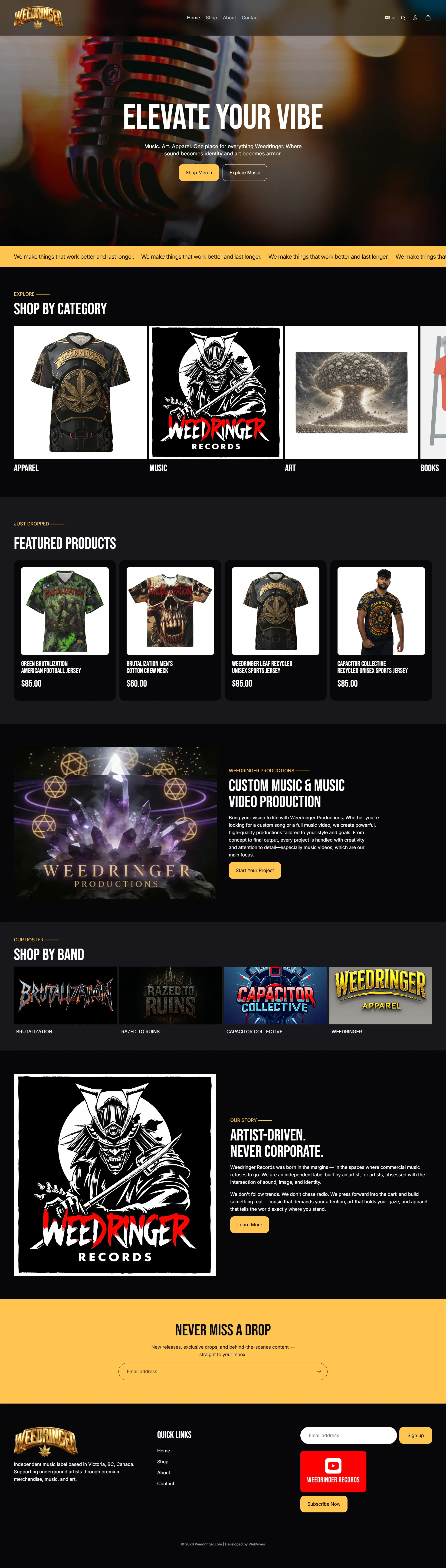 Weedringer Music and Print homepage screenshot